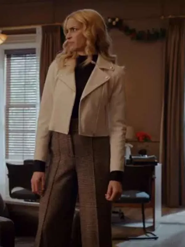 Best S01 Brianne Howey White Leather Jacket