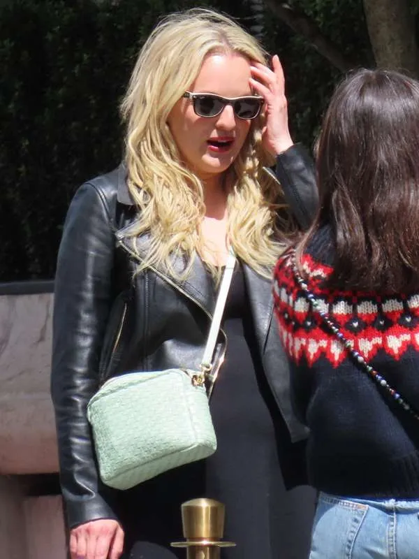 Best Veil 2024 Elisabeth Moss Black Biker Leather Jacket