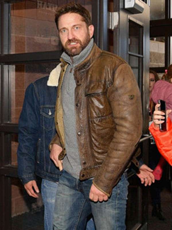 Best Gerard Butler Distressed Caferacer Leather Jacket