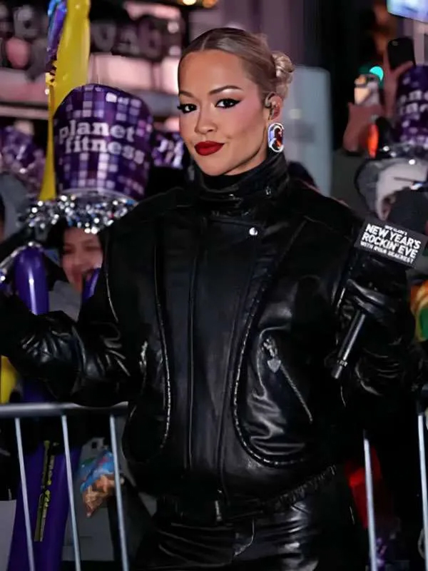 Rita Ora NYC Black Leather Jacket