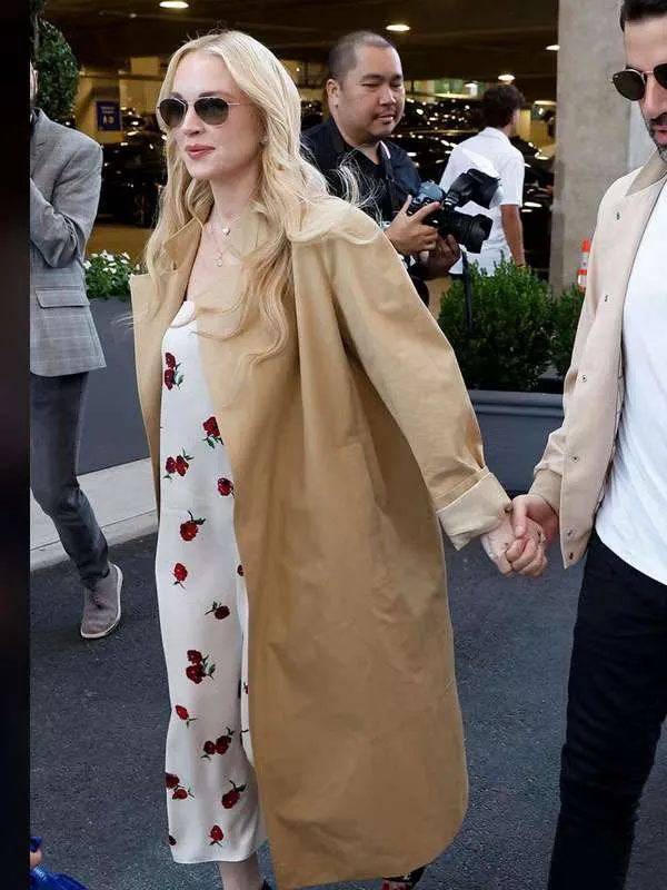 US Open Tennis 2026 Lindsay Lohan Beige Coat